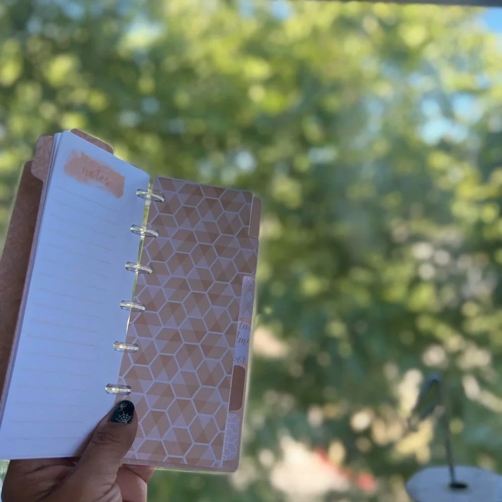 Skinny mini planner rose gold flowers